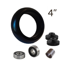 4" Gummibane sort til frogleg 4 (Alu) inkl. 2 stk. ø8 lejer, 1 ml.afstandsbøsning