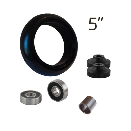 5" Gummibane sort til frogleg 4 (Alu) inkl. 2 stk. ø8 lejer, 1 ml.afstandsbøsning