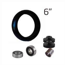 6" Gummibane sort til frogleg 4 (Alu) inkl. 2 stk. ø8 lejer, 1 ml.afstandsbøsning